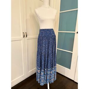 Natural Life Women's Floral Smocked Back Waist Pull-on Peasant Skirt Blue Small